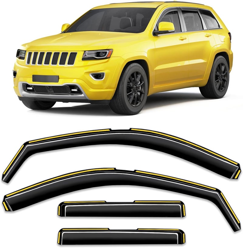 Goholy in-Channel Window Rain Guard for Fit for Jeep Grand Cherokee(Not for L 7 Seat) 2011-2021 Rain Guards Side Window Visors Low Profile Vent Visor Window Deflectors Vent Shades Car Accessories - Image 1